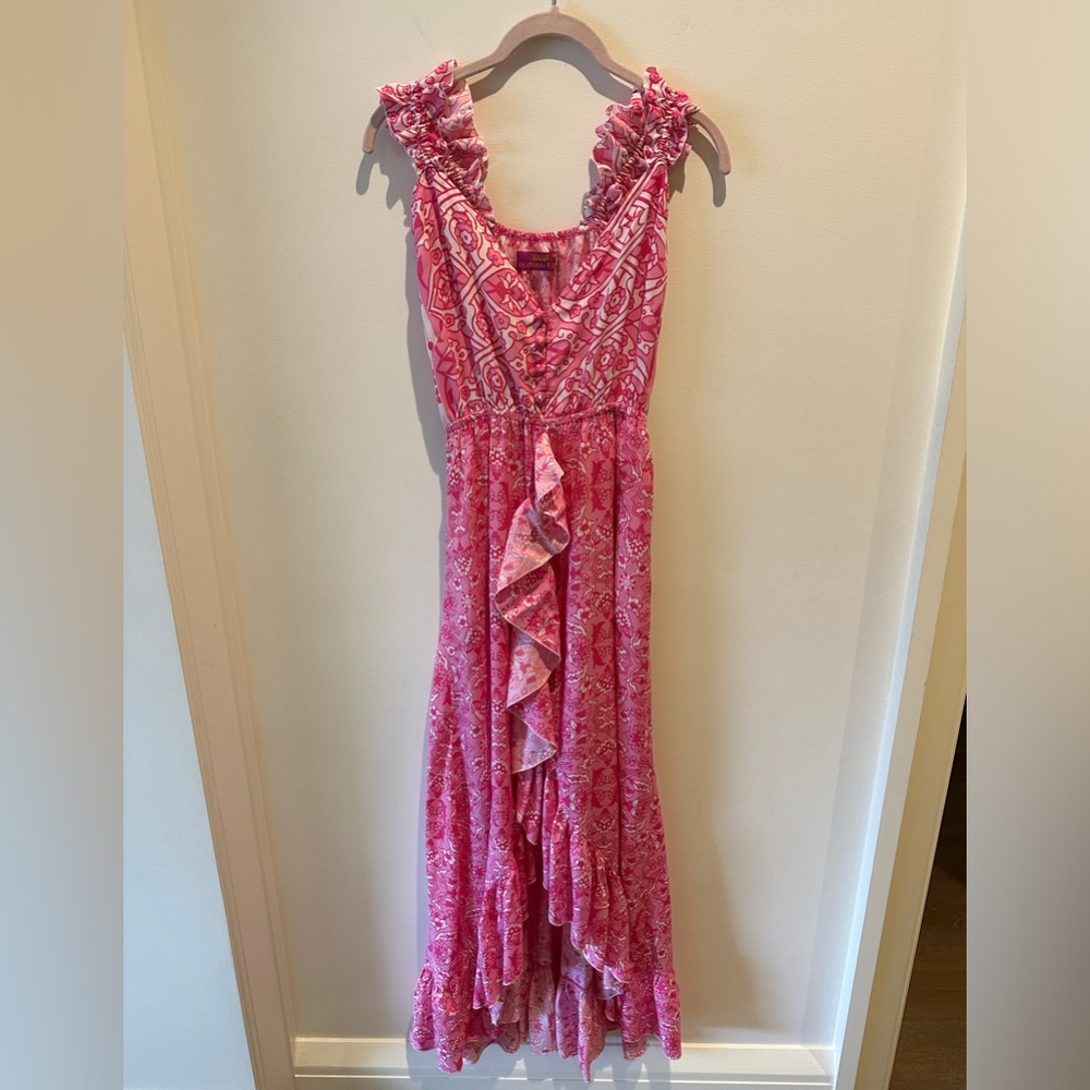 Feather and Find Ruffle Tank Maxi High-Low dress size x-small